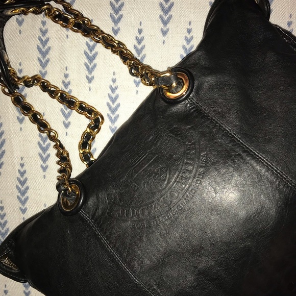 Juicy Couture Bag Black Cow Hide Chain Strap - Picture 1 of 16